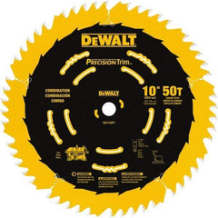 DeWALT - 10" Diam, 5/8" Arbor Hole Diam, 50 Tooth Wet & Dry Cut Saw Blade - Carbide-Tipped, Combination Action, Standard Round Arbor - Best Tool & Supply