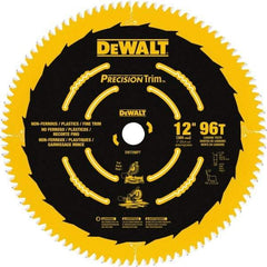 DeWALT - 12" Diam, 1" Arbor Hole Diam, 96 Tooth Wet & Dry Cut Saw Blade - Carbide-Tipped, Fine Trimming Action, Standard Round Arbor - Best Tool & Supply