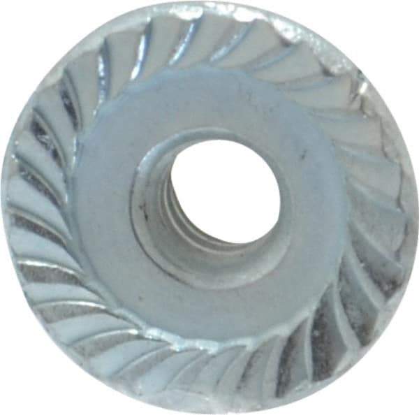 Value Collection - #6-32, 27/64" Flange Diam, Serrated Flange Nut - Grade Grade 2 Steel, Zinc-Plated Finish, 0.171" Flange Height - Best Tool & Supply