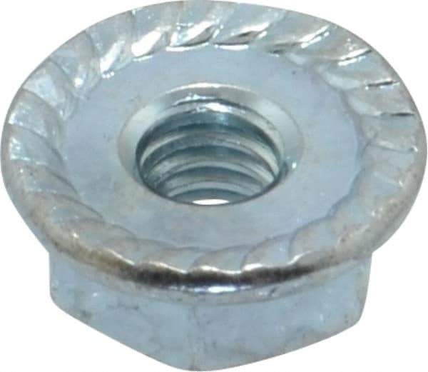 Value Collection - #8-32, 15/32" Flange Diam, Serrated Flange Nut - Grade Grade 2 Steel, Zinc-Plated Finish, 0.203" Flange Height - Best Tool & Supply