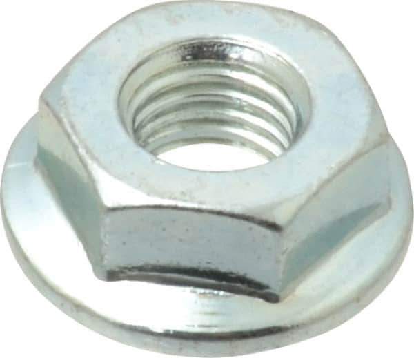 Value Collection - 1/4-28, 19/32" Flange Diam, Serrated Flange Nut - Grade Grade 2 Steel, Zinc-Plated Finish, 0.236" Flange Height - Best Tool & Supply