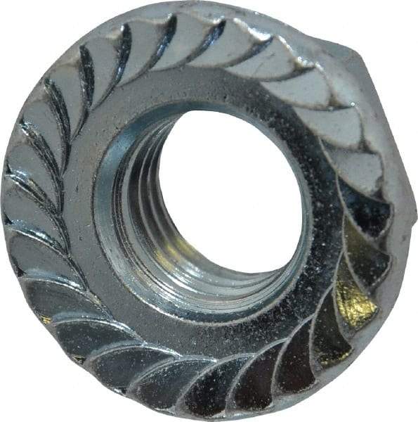 Value Collection - 5/8-11, 1-9/32" Flange Diam, Serrated Flange Nut - Grade Grade 2 Steel, Zinc-Plated Finish, 0.569" Flange Height - Best Tool & Supply