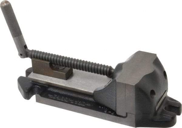 Cardinal Tool - 3" Jaw Opening Capacity x 1-1/2" Throat Depth, Horizontal Drill Press Vise - 3" Wide Jaw, Stationary Base, Rapid Action, 9" OAL x 2-9/16" Overall Height, Steel - Best Tool & Supply