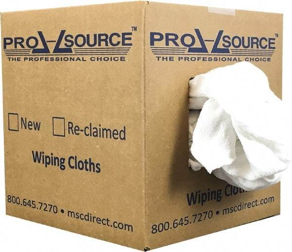 PRO-SOURCE - Wide Virgin Cotton Rags - White, Fleece and Sweatshirt, Low Lint, 5 Lbs. at 3 to 4 per Pound, Box - Best Tool & Supply