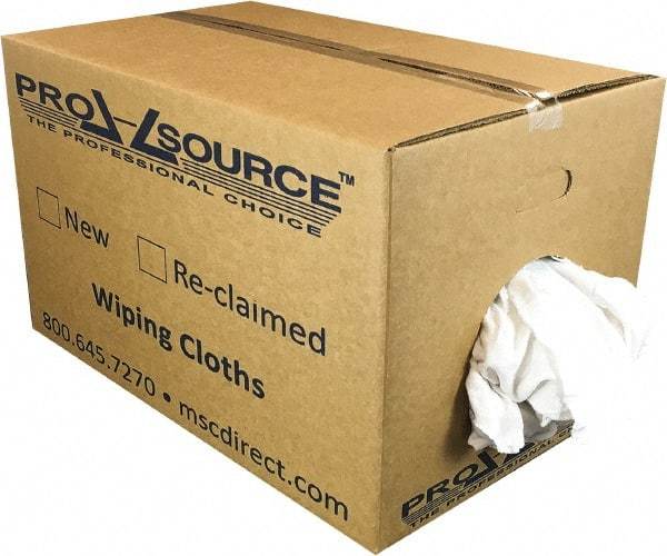 PRO-SOURCE - Wide Virgin Cotton Rags - White, Fleece and Sweatshirt, Low Lint, 25 Lbs. at 3 to 4 per Pound, Box - Best Tool & Supply