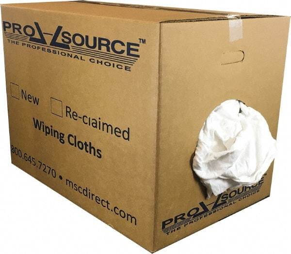 PRO-SOURCE - Wide Virgin Cotton Rags - White, Fleece and Sweatshirt, Low Lint, 50 Lbs. at 3 to 4 per Pound, Box - Best Tool & Supply