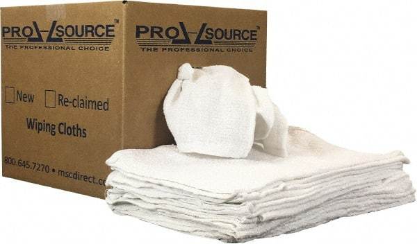 PRO-SOURCE - 19 Inch Long x 16 Inch Wide Virgin Utility Cotton Towels - White, Terry Cloth, Low Lint, 10 Lbs. at 3 to 4 per Pound, Box - Best Tool & Supply