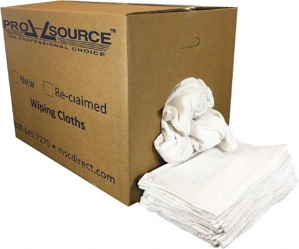 PRO-SOURCE - 19 Inch Long x 16 Inch Wide Virgin Utility Cotton Towels - White, Terry Cloth, Low Lint, 50 Lbs. at 3 to 4 per Pound, Box - Best Tool & Supply