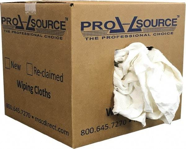 PRO-SOURCE - Reclaimed Cotton Polishing and Dust Cloths - White, Flannel, Low Lint, 10 Lbs. at 3 to 4 per Pound, Box - Best Tool & Supply