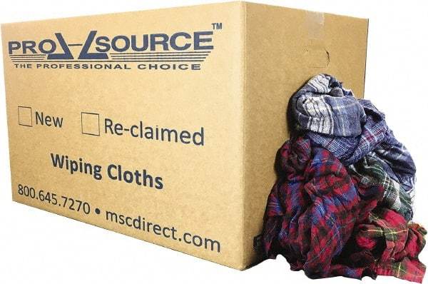 PRO-SOURCE - Reclaimed Cotton Polishing and Dust Cloths - Assorted Colors, Flannel, Low Lint, 25 Lbs. at 3 to 4 per Pound, Box - Best Tool & Supply