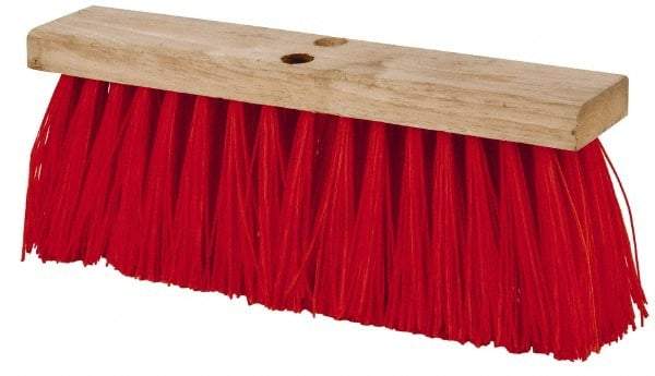 PRO-SOURCE - 16" Rough Surface Synthetic Push Broom - 3-1/4" Bristle Length, Wood Block, Tapered Handle Connection, Handle Sold Separately - Best Tool & Supply