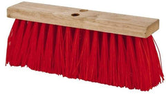 PRO-SOURCE - 16" Rough Surface Synthetic Push Broom - 3-1/4" Bristle Length, Wood Block, Tapered Handle Connection, Handle Sold Separately - Best Tool & Supply