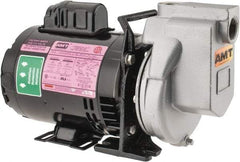 American Machine & Tool - 115/230 Volt, 1 Phase, 1/3 HP, Chemical Transfer Self Priming Centrifugal Pump - 1 Inch Inlet, Stainless Steel and Cast Iron Housing, Stainless Steel Impeller, 44 Ft. Shut Off, Viton Seal - Best Tool & Supply