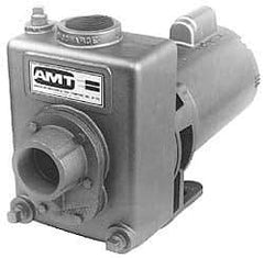 American Machine & Tool - 230/460 Volt, 3 Phase, 1-1/2 HP, Self Priming Centrifugal Pump - 1-1/2 Inch Inlet, 93 Head Pressure, Cast Iron Housing and Impeller - Best Tool & Supply