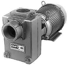 American Machine & Tool - 230/460 Volt, 3 Phase, 3 HP, Self Priming Centrifugal Pump - 3 Inch Inlet, 65 Head Pressure, Cast Iron Housing, Bronze Impeller - Best Tool & Supply