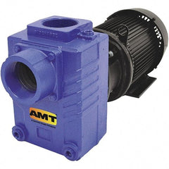 American Machine & Tool - 230/460 Volt, 3 Phase, 7-1/2 HP, Self Priming Centrifugal Pump - 3 Inch Inlet, 110 Head Pressure, Cast Iron Housing, Bronze Impeller - Best Tool & Supply