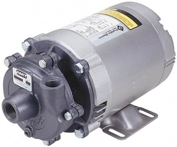 American Machine & Tool - 208-220/440 Volt, 3 Phase, 3/4 HP, Stainless Steel Straight Pump - 1-1/4 Inch Inlet, 1 Inch Outlet, 58 Max Head psi, Stainless Steel Impeller - Best Tool & Supply