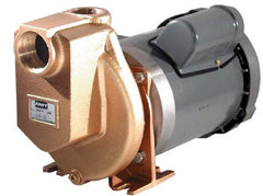 American Machine & Tool - 115/230 Volt, 1 Phase, 3/4 HP, Self Priming Pump - 1-1/2 Inch Inlet, 52 Head Pressure, Bronze and Cast Iron Housing, Bronze Impeller, PTFE Seal - Best Tool & Supply