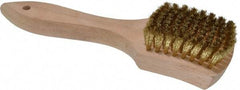 PRO-SOURCE - 5/8" Bristle Length, Brass Scouring Brush - 3" Long x 2-5/8" Wide Head, 8-7/8" OAL, White, Wood Block - Best Tool & Supply