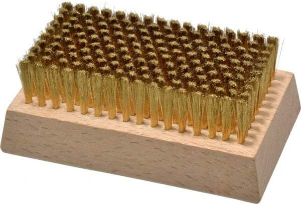 Made in USA - 3/4" Bristle Length, Brass Cleaning & Finishing Brush - 4-1/4" Long x 2-1/2" Wide Head, 4-1/4" OAL, Hardwood Block - Best Tool & Supply