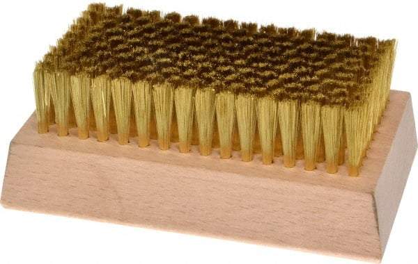 Made in USA - 3/4" Bristle Length, Brass Cleaning & Finishing Brush - 4-1/4" Long x 2-1/2" Wide Head, 4-1/4" OAL, Hardwood Block - Best Tool & Supply