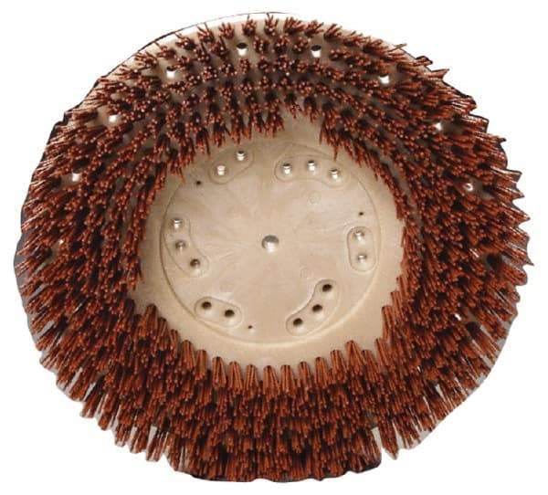 Made in USA - 15" Diam Floor Brush - 13" Machine, 1-1/2" Trim Length, Orange Pad, Nylon - Best Tool & Supply