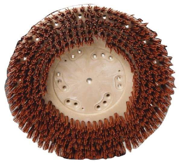 Made in USA - 16" Diam Floor Brush - 14" Machine, 1-1/2" Trim Length, Orange Pad, Nylon - Best Tool & Supply