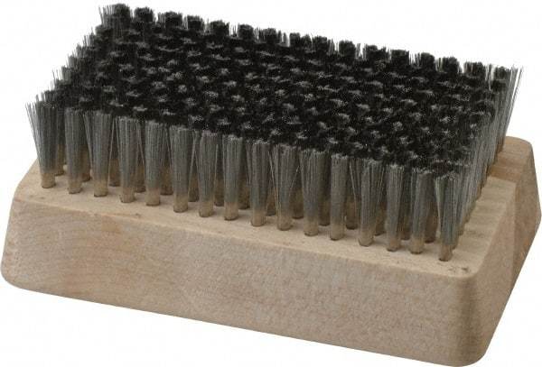 Made in USA - 3/4" Bristle Length, Stainless Steel Cleaning & Finishing Brush - 4-1/4" Long x 2-1/2" Wide Head, 4-1/4" OAL, Hardwood Block - Best Tool & Supply