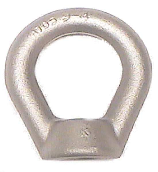 Made in USA - 35,600 Lb Capacity, 1-1/2-6 Thread, Carbon Steel Lifting Eye Nut - Grade C-1045, 6.63" Long x 6-5/8" High, 3-1/2" Inside & 5-1/4" Outside Eye Diam, 3-1/8" Bell/Base Width - Best Tool & Supply