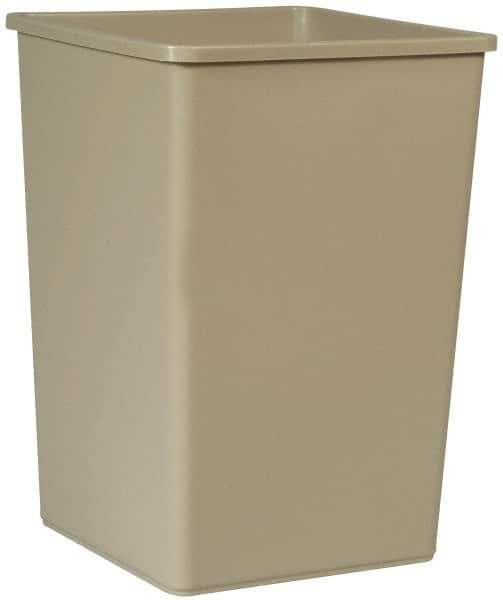 Rubbermaid - 35 Gal Beige Square Trash Can - Polyethylene, 27-5/8" High x 19-1/2" Long x 19-1/2" Wide - Best Tool & Supply