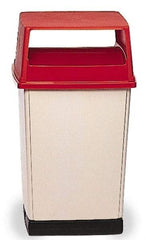 Rubbermaid - Rectangle Lid for Use with 56 Gal Rectangular Trash Cans - Red, Polyethylene, For Glutton Trash Cans - Best Tool & Supply