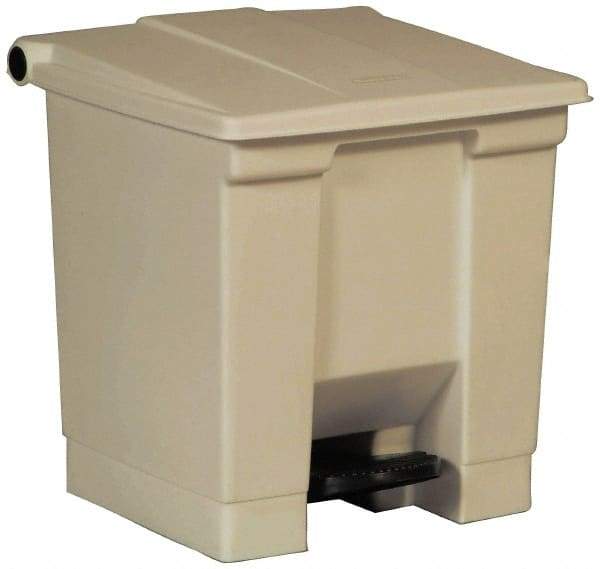 Rubbermaid - 8 Gal Rectangle Unlabeled Trash Can - 17-1/8" High x 16-1/4" Long x 15-3/4" Wide, Beige, High-Density Polyethylene (Base), Polypropylene (Lid) - Best Tool & Supply