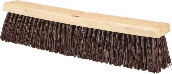 PRO-SOURCE - 18" Heavy Duty Polypropylene Push Broom - 3-1/4" Bristle Length, Wood Block, Threaded Handle Connection, Handle Sold Separately - Best Tool & Supply