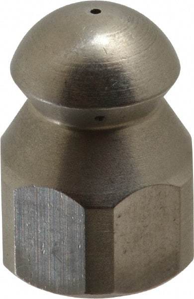 PRO-SOURCE - 4,200 psi Fixed, Stainless Steel, Sewer Pressure Washer Nozzle - 8mm Orifice Diam, 1/4" Thread, FPT, Polished - Best Tool & Supply