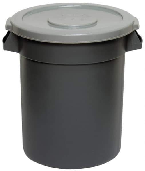 Continental - Round Lid for Use with 10 Gal Round Trash Cans - Gray, Polyethylene, For Huskee Trash Cans - Best Tool & Supply