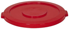 Continental - Round Lid for Use with 32 Gal Round Trash Cans - Red, Polyethylene, For Huskee Trash Cans - Best Tool & Supply