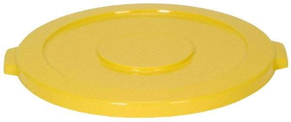 Continental - Round Lid for Use with 44 Gal Round Trash Cans - Yellow, Polyethylene, For Huskee Trash Cans - Best Tool & Supply