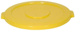 Continental - Round Lid for Use with 44 Gal Round Trash Cans - Yellow, Polyethylene, For Huskee Trash Cans - Best Tool & Supply