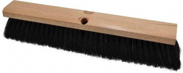 PRO-SOURCE - 16" General Purpose Horsehair Push Broom - 3" Bristle Length, Wood Block, Threaded Handle Connection, Handle Sold Separately - Best Tool & Supply