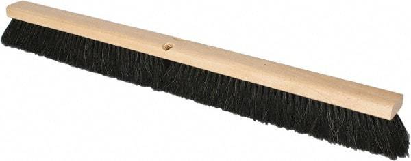 PRO-SOURCE - 36" General Purpose Horsehair Push Broom - 3" Bristle Length, Wood Block, Threaded Handle Connection, Handle Sold Separately - Best Tool & Supply