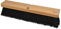 PRO-SOURCE - 14" General Purpose Horsehair Blend Push Broom - 3" Bristle Length, Wood Block, Threaded Handle Connection, Handle Sold Separately - Best Tool & Supply