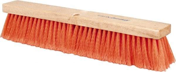 PRO-SOURCE - 18" General Purpose Polypropylene Push Broom - 3" Bristle Length, Wood Block, Threaded Handle Connection, Handle Sold Separately - Best Tool & Supply