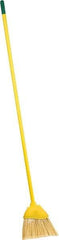 PRO-SOURCE - 8" Wide, Yellow Polypropylene Bristles, Vinyl-Coated Metal Handle, Angled Broom - Flagged, Water Resistant - Best Tool & Supply