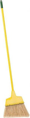 PRO-SOURCE - 12" Wide, Yellow Polypropylene Bristles, Vinyl-Coated Metal Handle, Angled Broom - Flagged, Water Resistant - Best Tool & Supply