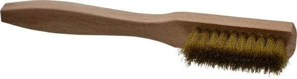 PRO-SOURCE - 8" OAL, Brass Utility Brush - 5/8" Bristle Length, 1-1/2" Long x 1/2" Wide Head, Straight Hardwood Handle - Best Tool & Supply