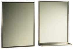 Made in USA - 18 Inch Wide x 24 Inch High, Theft Resistant Rectangular Glass Washroom Mirror - Stainless Steel Frame - Best Tool & Supply