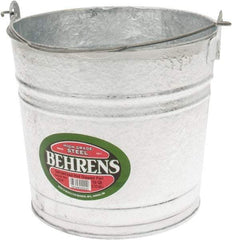 PRO-SOURCE - 10 Qt, 10-1/4" High, Galvanized Steel Round Gray Single Pail - Handle Included, 11" Top Diam - Best Tool & Supply