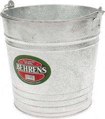 PRO-SOURCE - 14 Qt, 11-1/2" High, Galvanized Steel Round Gray Single Pail - Handle Included, 12-3/4" Top Diam - Best Tool & Supply