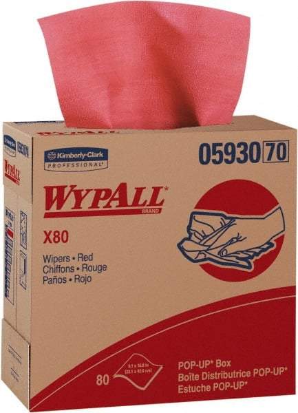 WypAll - Dry Shop Towel/Industrial Wipes - Pop-Up, 16-3/4" x 9" Sheet Size, Red - Best Tool & Supply