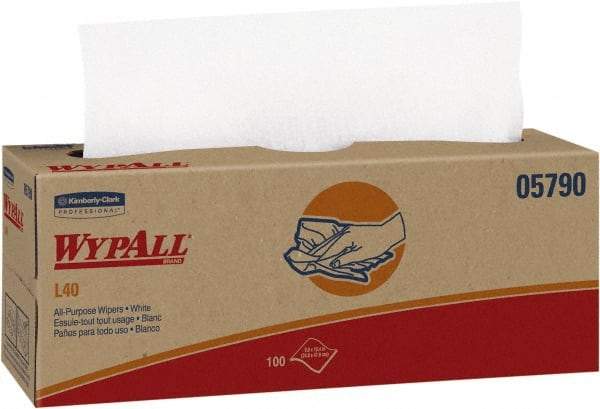 WypAll - L40 Dry General Purpose Wipes - Pop-Up, 9-3/4" x 16-3/8" Sheet Size, White - Best Tool & Supply